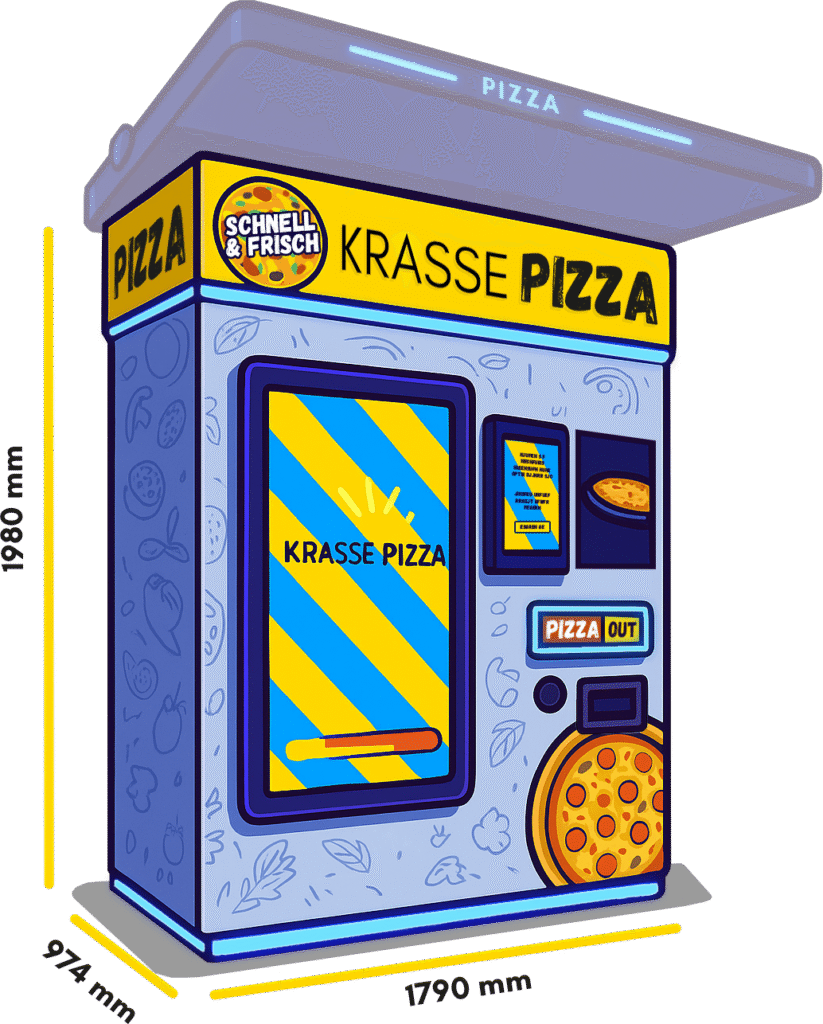 Die wichtigen Maße des Pizza-Automaten.