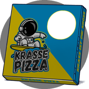 Der Karton kann individuell mit Aufklebern versehen werden.