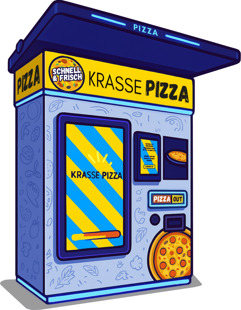 Der krasse Pizzaautomat ist wetterfest und vandalismussicher.